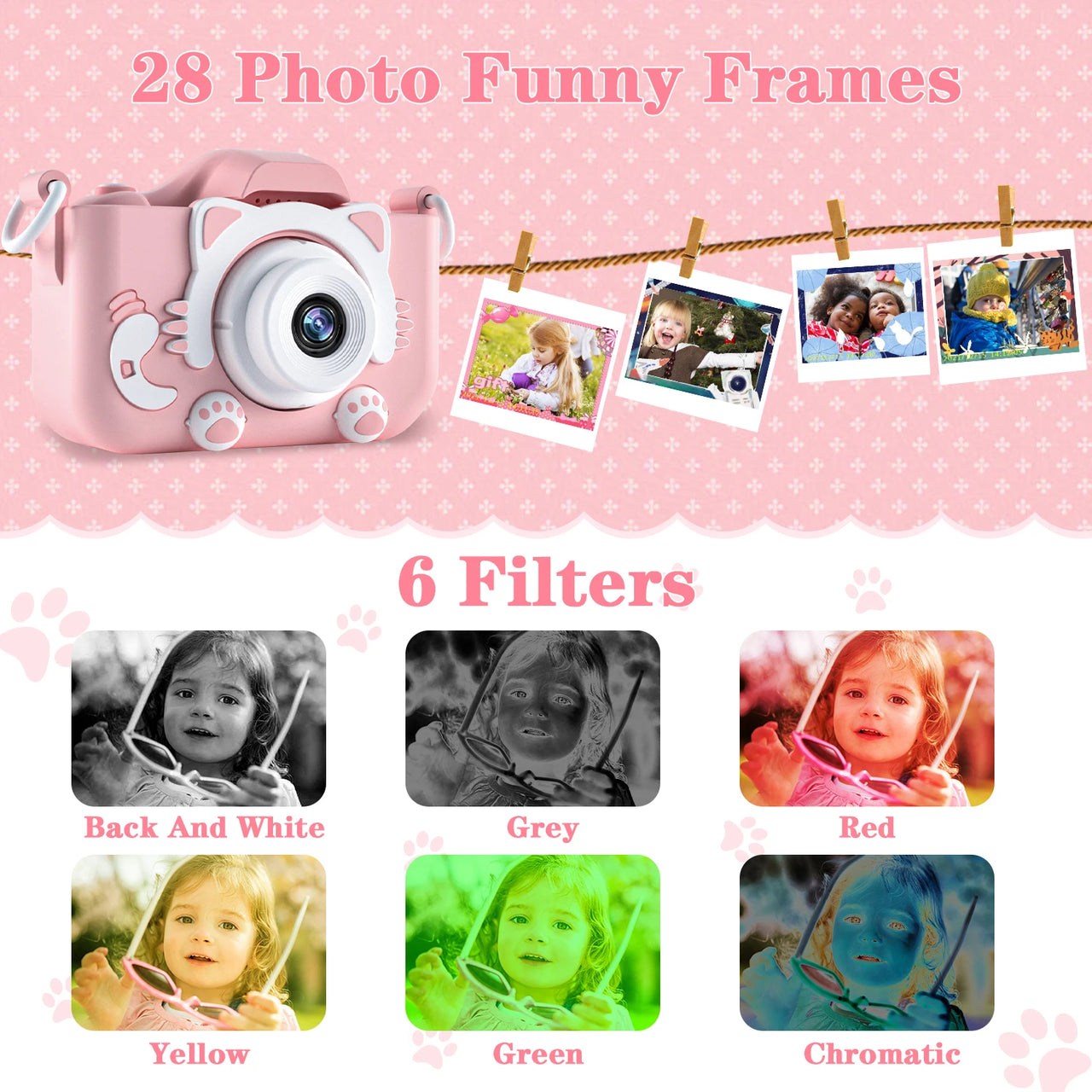 Cute Cat Children Camera With 32G Card