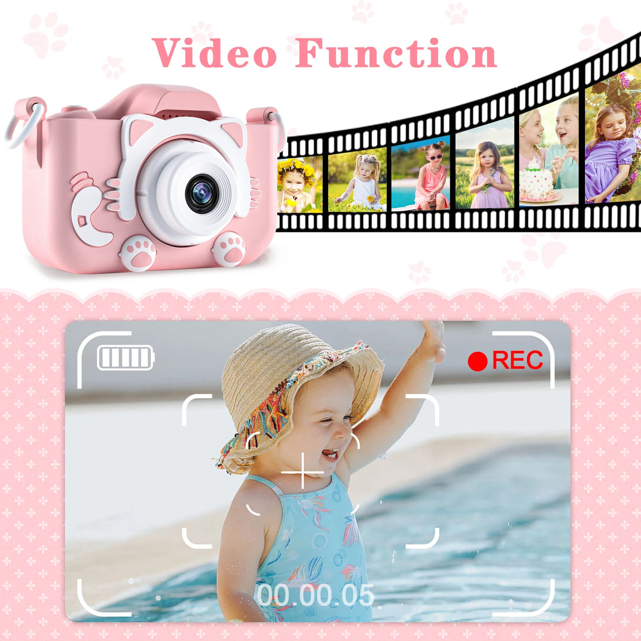 Cute Cat Children Camera With 32G Card