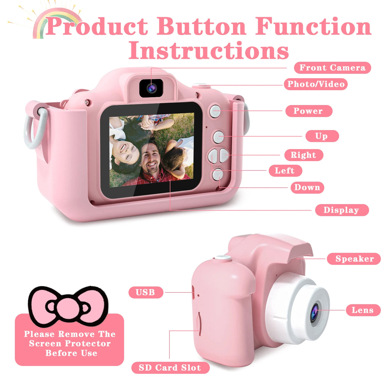 Cute Cat Children Camera With 32G Card